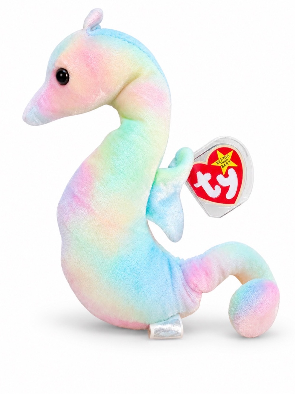 Original TY Beanie Babies Seahorse Plush Toy - Neon NTW